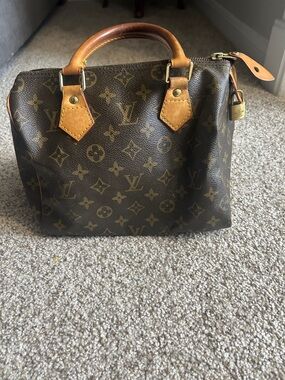 Louis Vuitton Brown Monogram Canvas Satchel with Tan Trim
